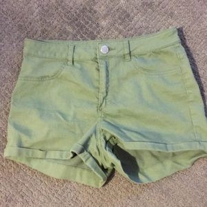Army green midrise shorts